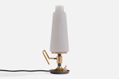 Designer français, lampe de table, verre, laiton, métal, France, années 1950