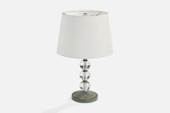 Lampada da tavolo di design francese, vetro, bronzo, Francia, anni '50