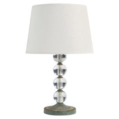 Lampada da tavolo di design francese, vetro, bronzo, Francia, anni '50