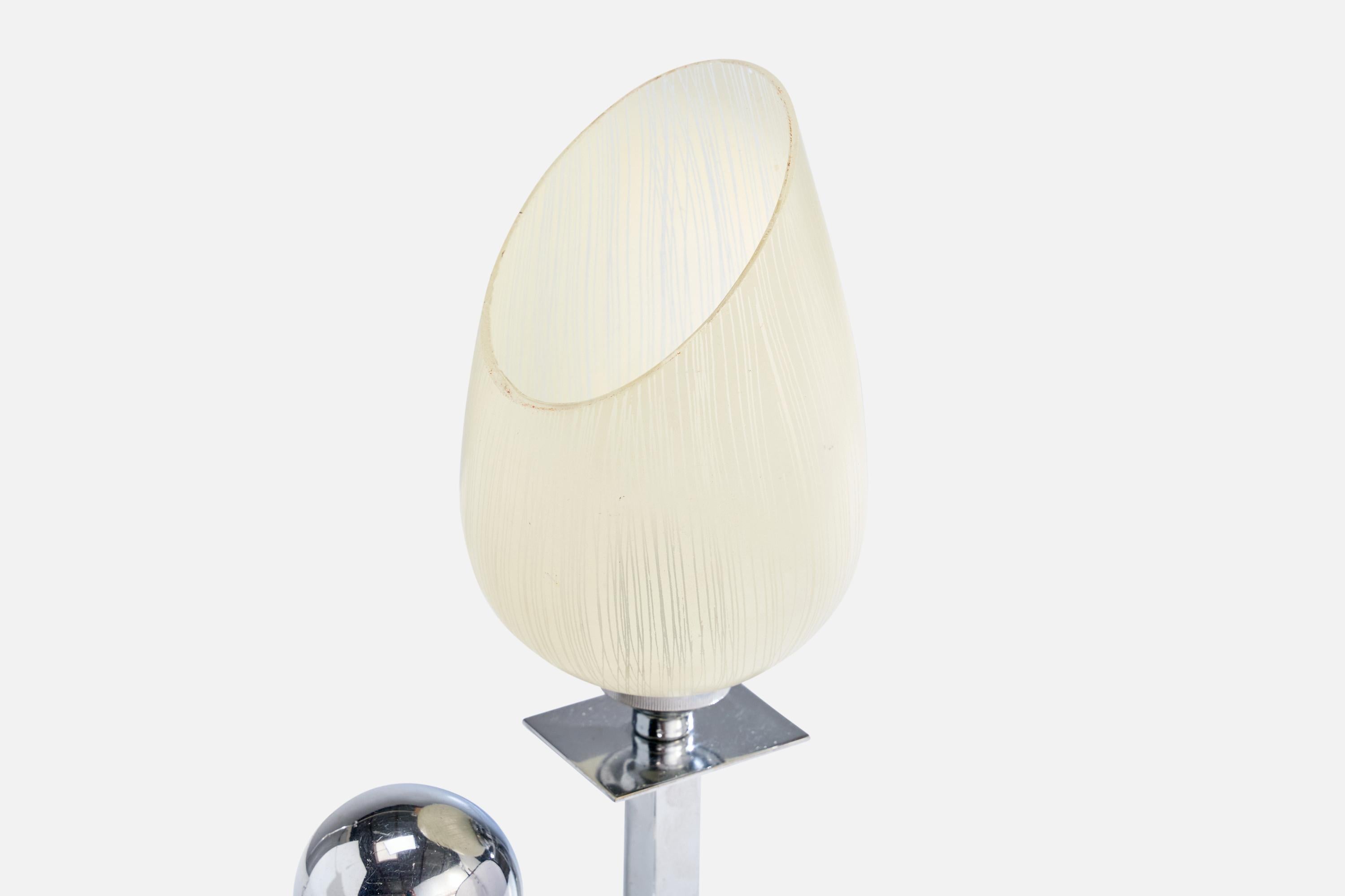 Diseñador francés, Lámpara de mesa, Cristal, Cromo, Mármol, Francia, Años 30 mediados del siglo XX en venta