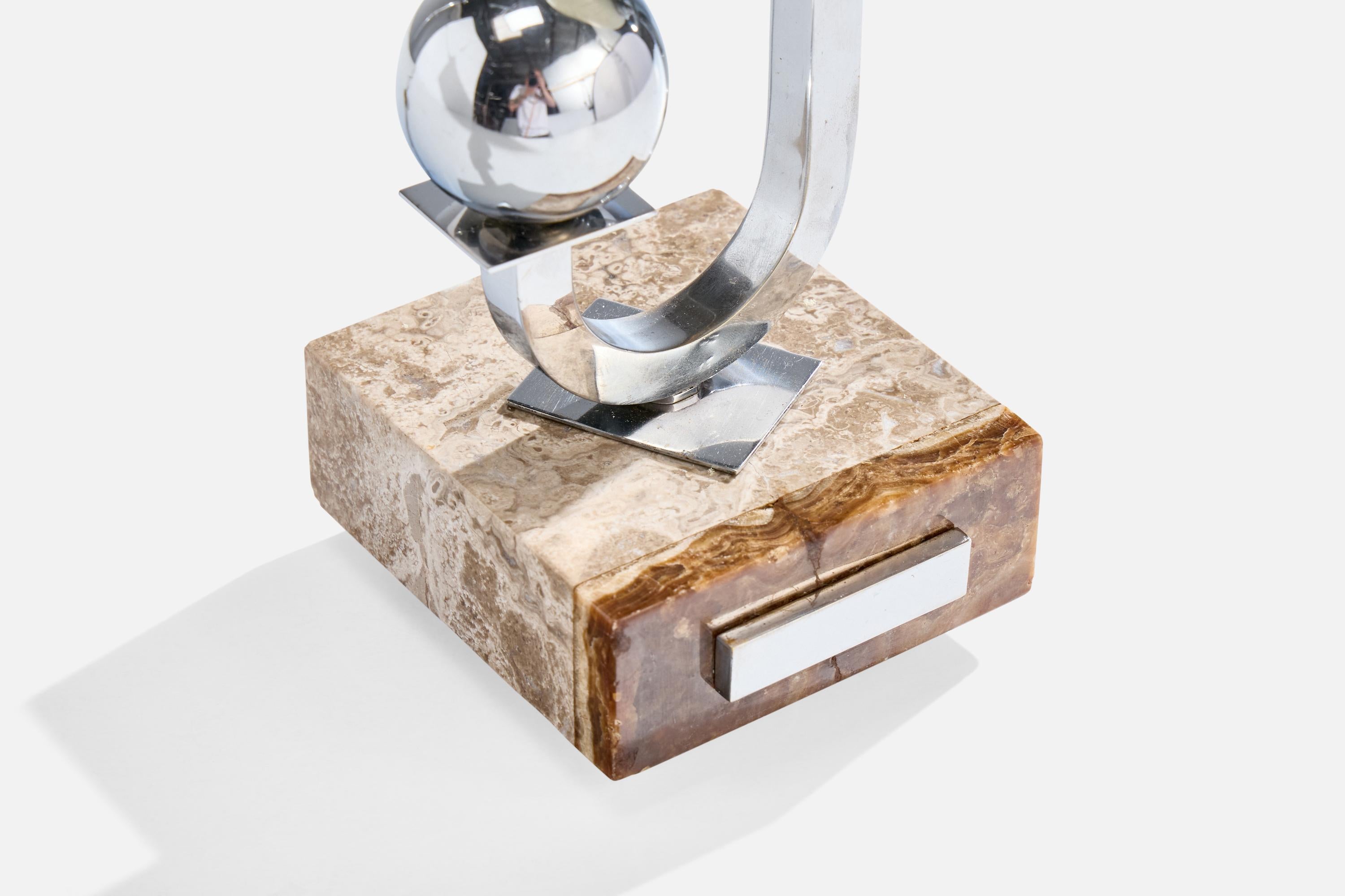 Diseñador francés, Lámpara de mesa, Cristal, Cromo, Mármol, Francia, Años 30 en venta 1