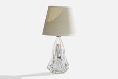 French Designer, Table Lamp, Glass, Fabric, France, 1940s