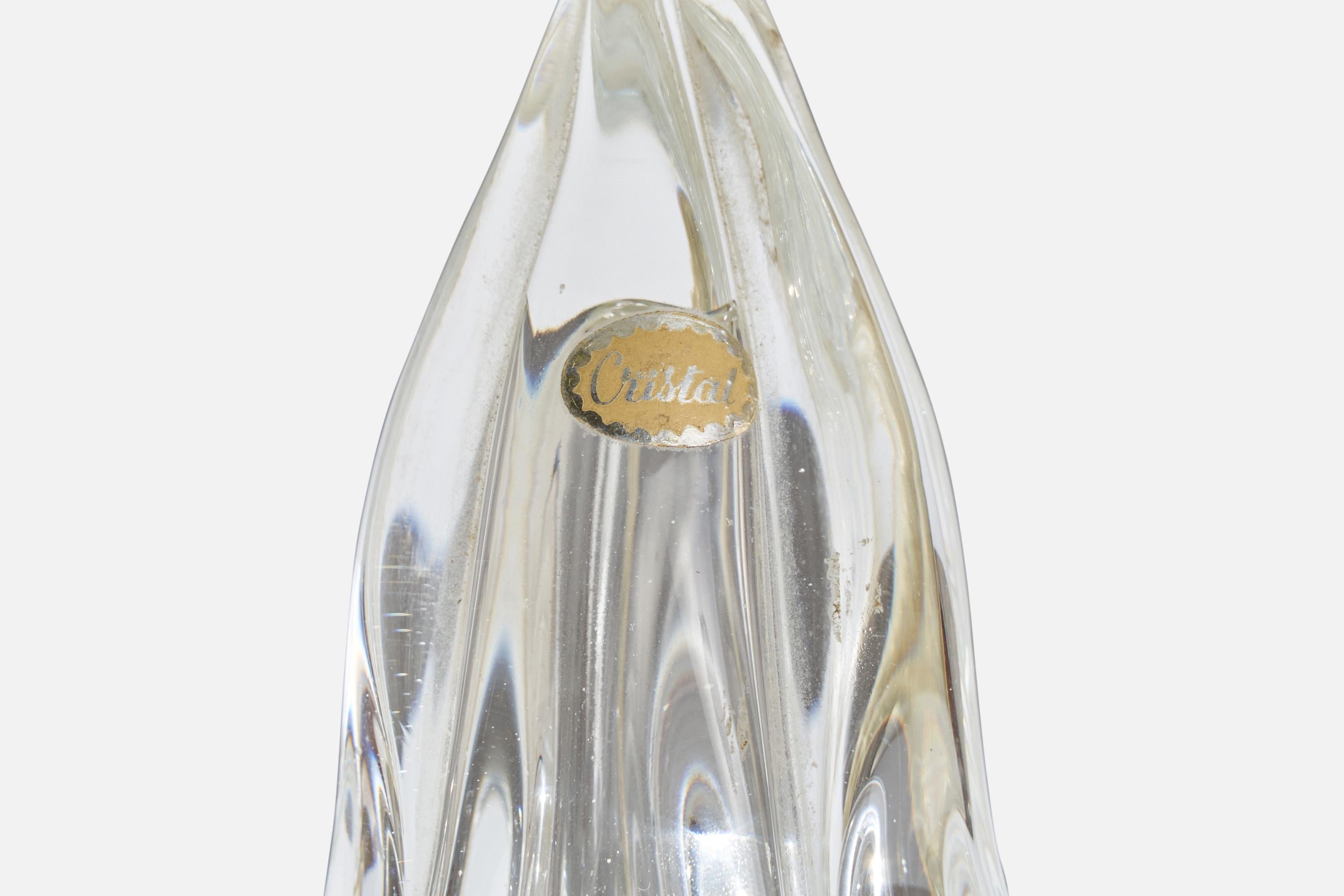 Französische Designerin, Tischlampe, Glas, Stoff, Frankreich, 1940er Jahre im Angebot 1