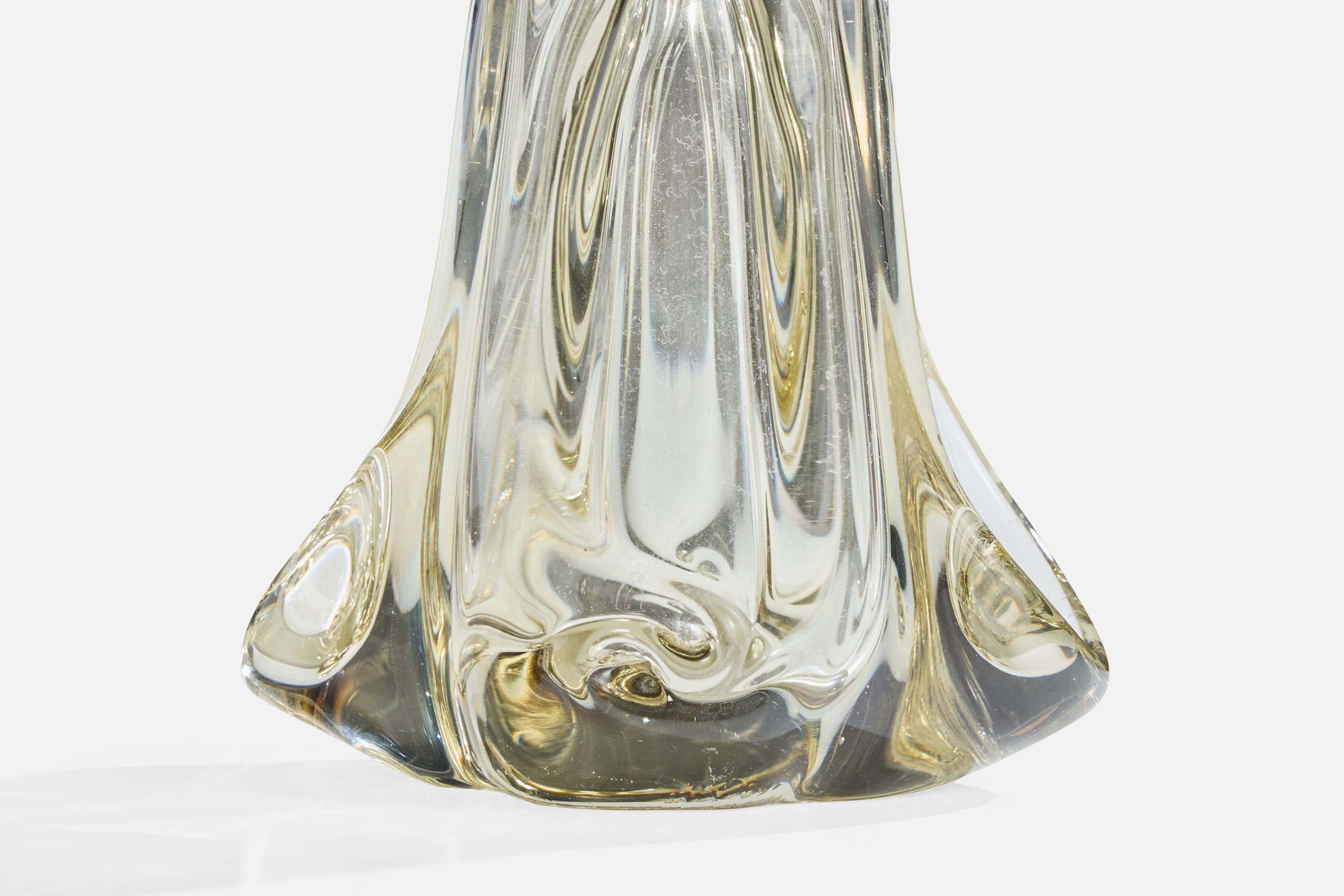 French Designer, Table Lamp, Glass, France, 1950s For Sale 5
