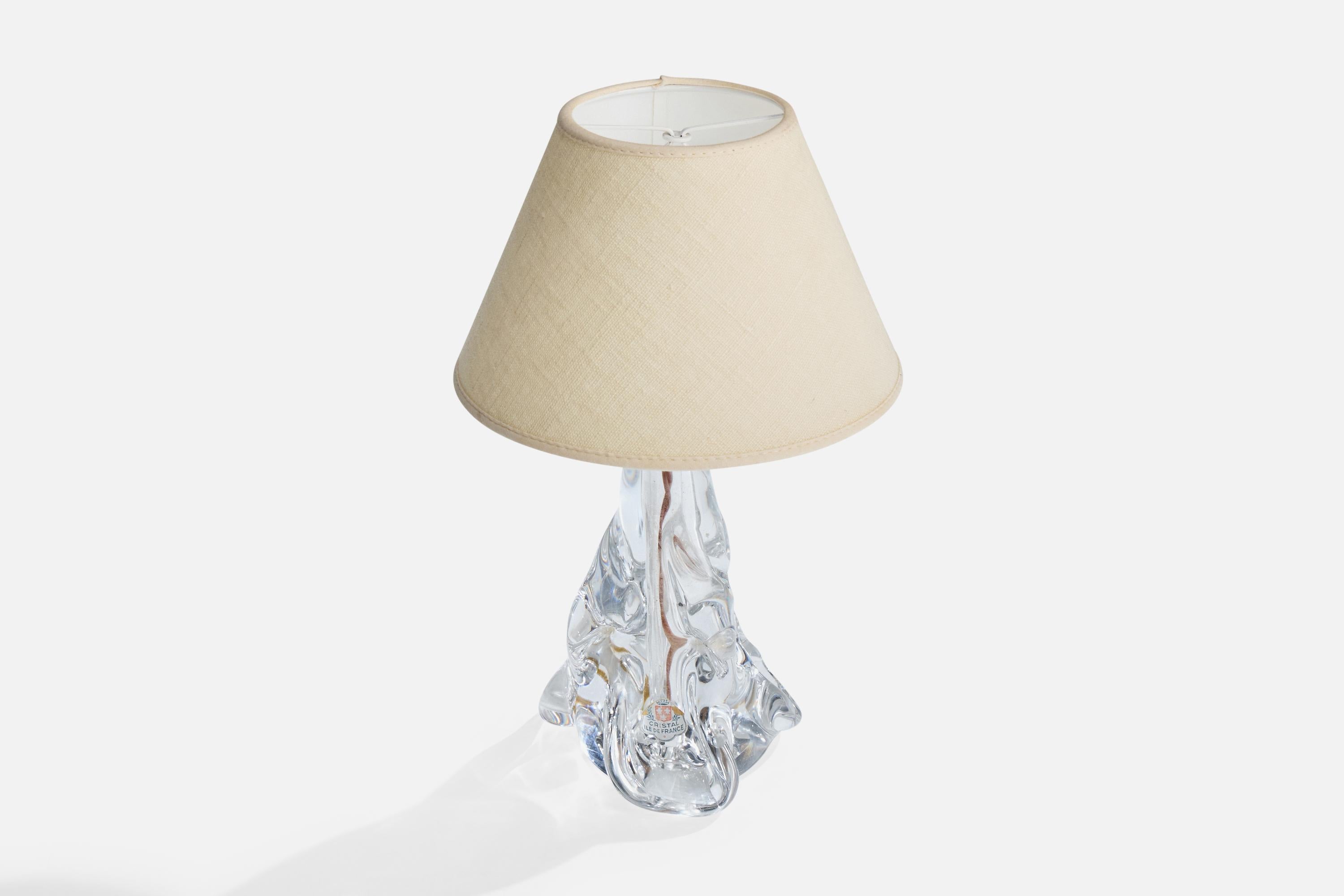 Diseñador francés, Lámpara de mesa, Cristal, Francia, años 1950 Moderno de mediados de siglo en venta