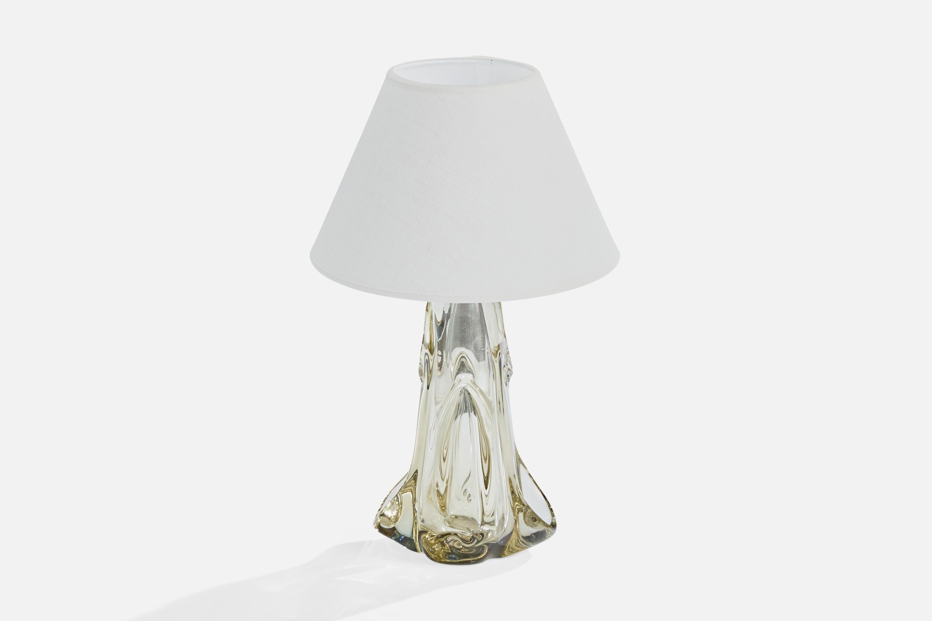 Mid-Century Modern French Designer, Table Lamp, Glass, France, 1950s For Sale