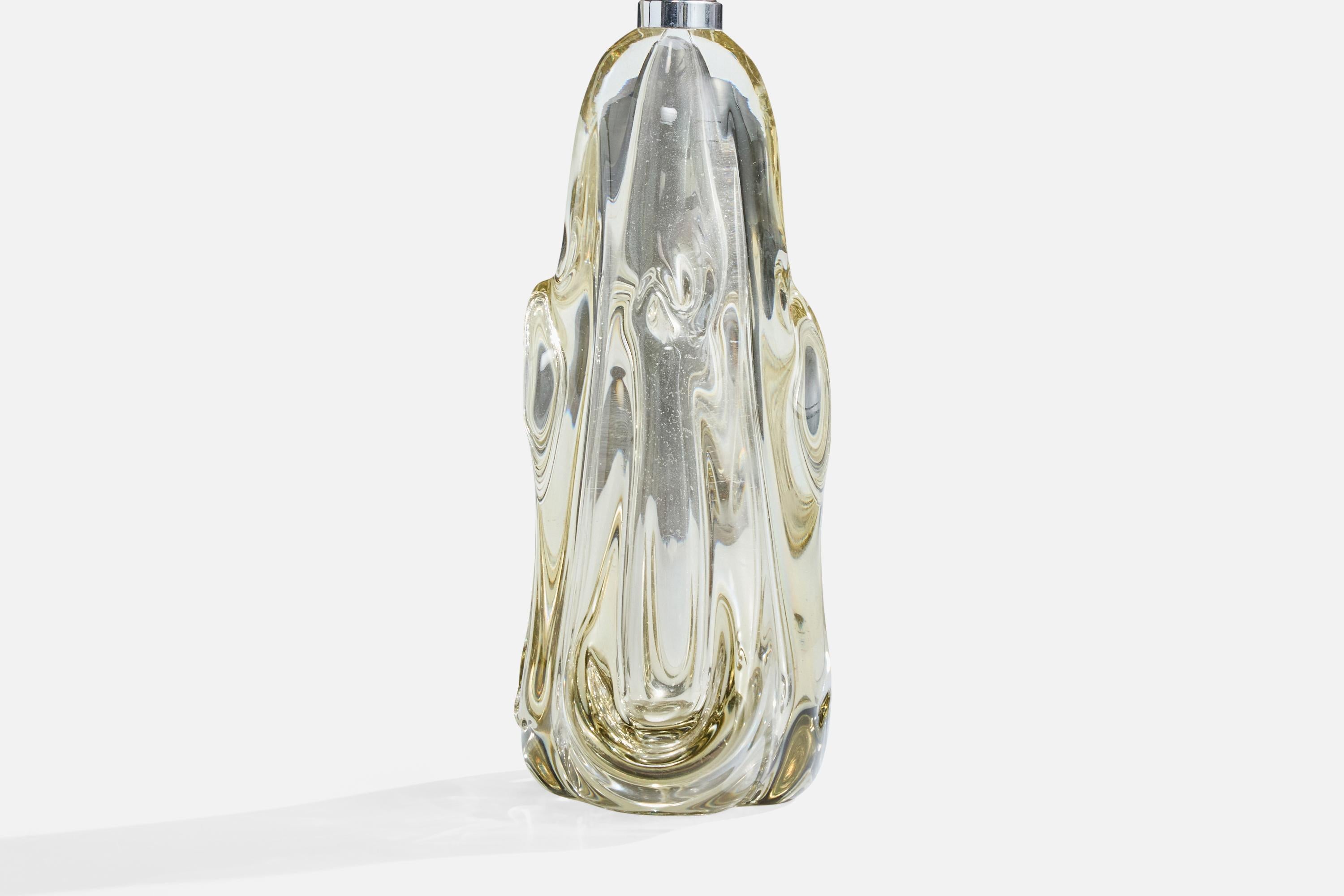 Mid-20th Century French Designer, Table Lamp, Glass, France, 1950s For Sale