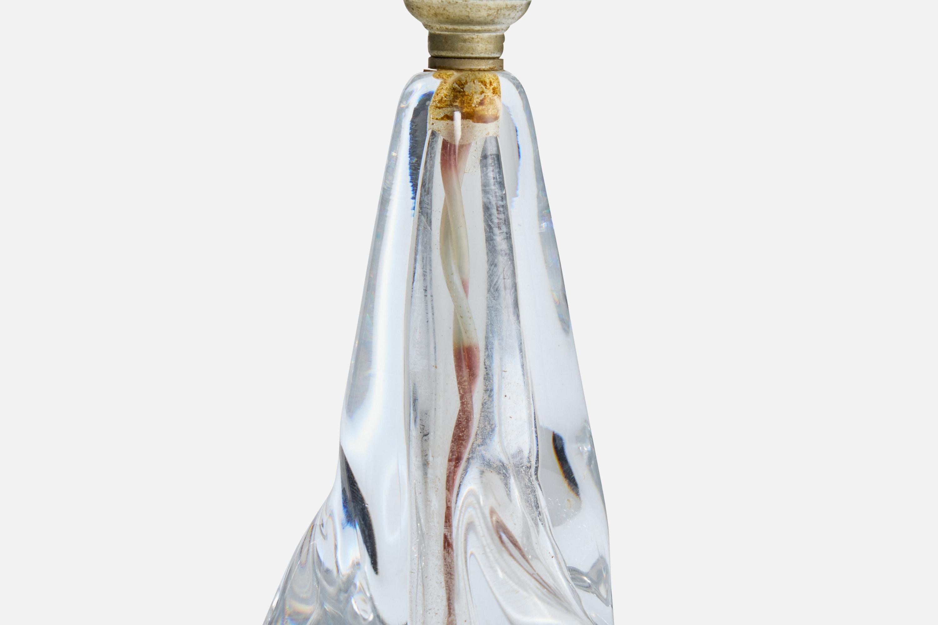 Diseñador francés, Lámpara de mesa, Cristal, Francia, años 1950 mediados del siglo XX en venta