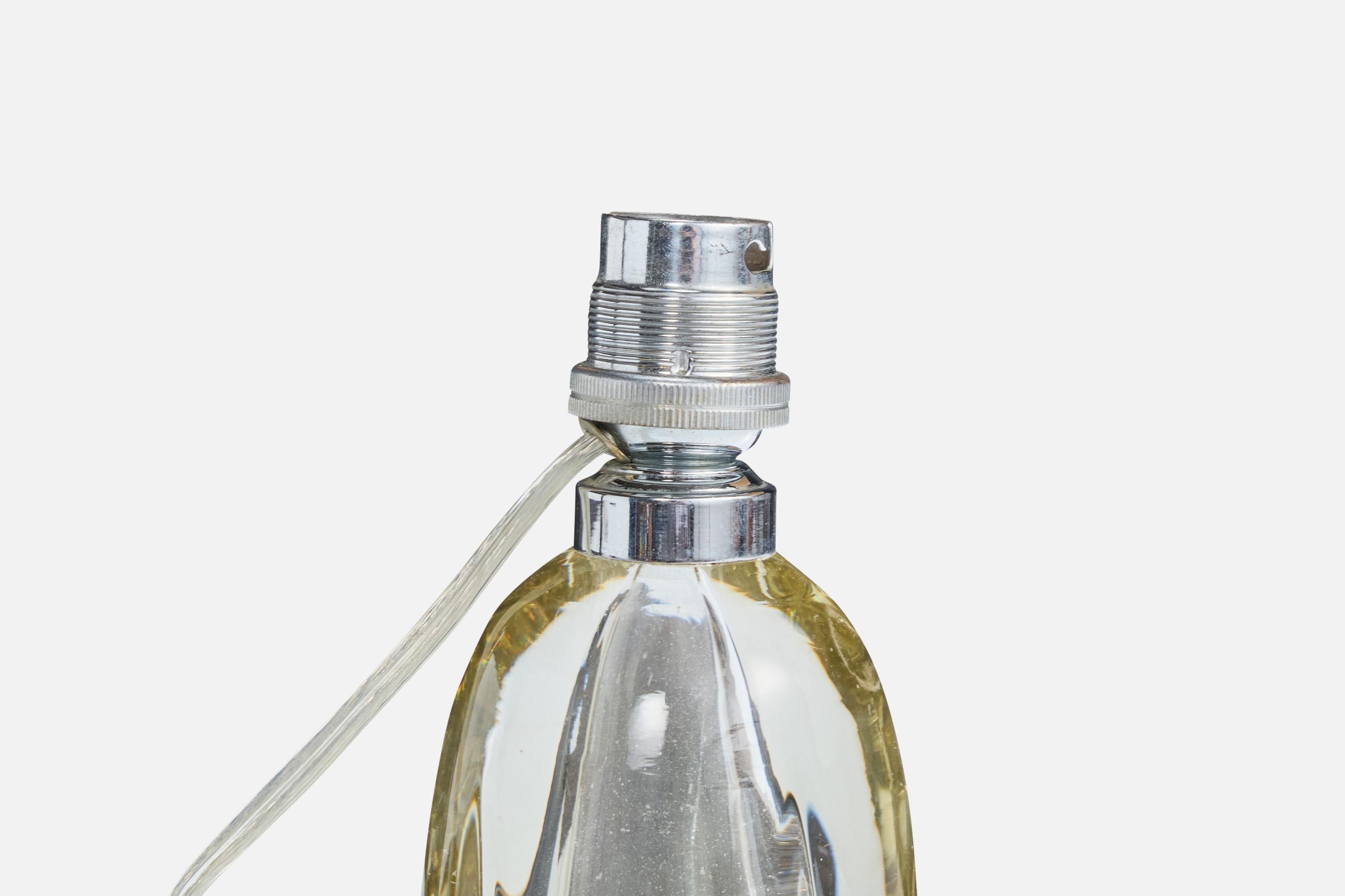 French Designer, Table Lamp, Glass, France, 1950s For Sale 1