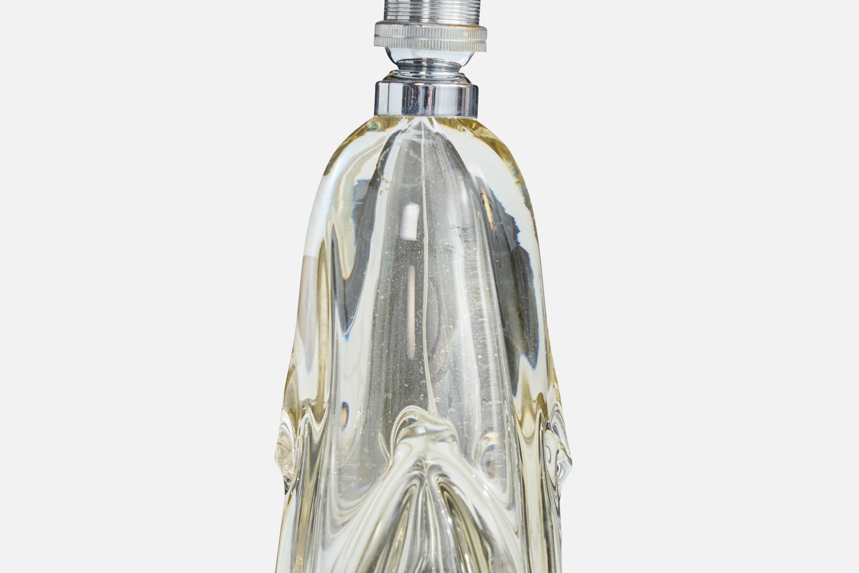 French Designer, Table Lamp, Glass, France, 1950s For Sale 3