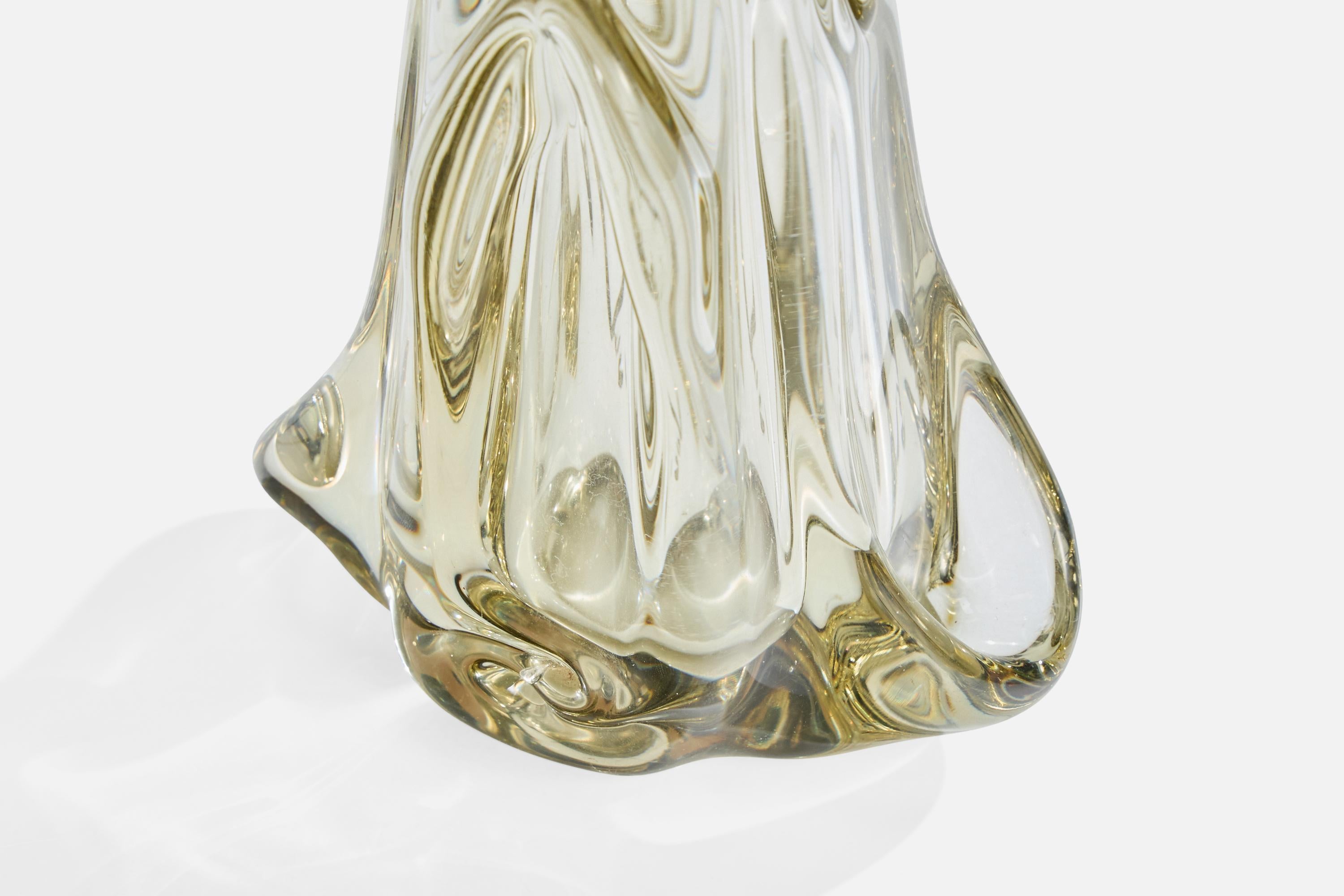 French Designer, Table Lamp, Glass, France, 1950s For Sale 4