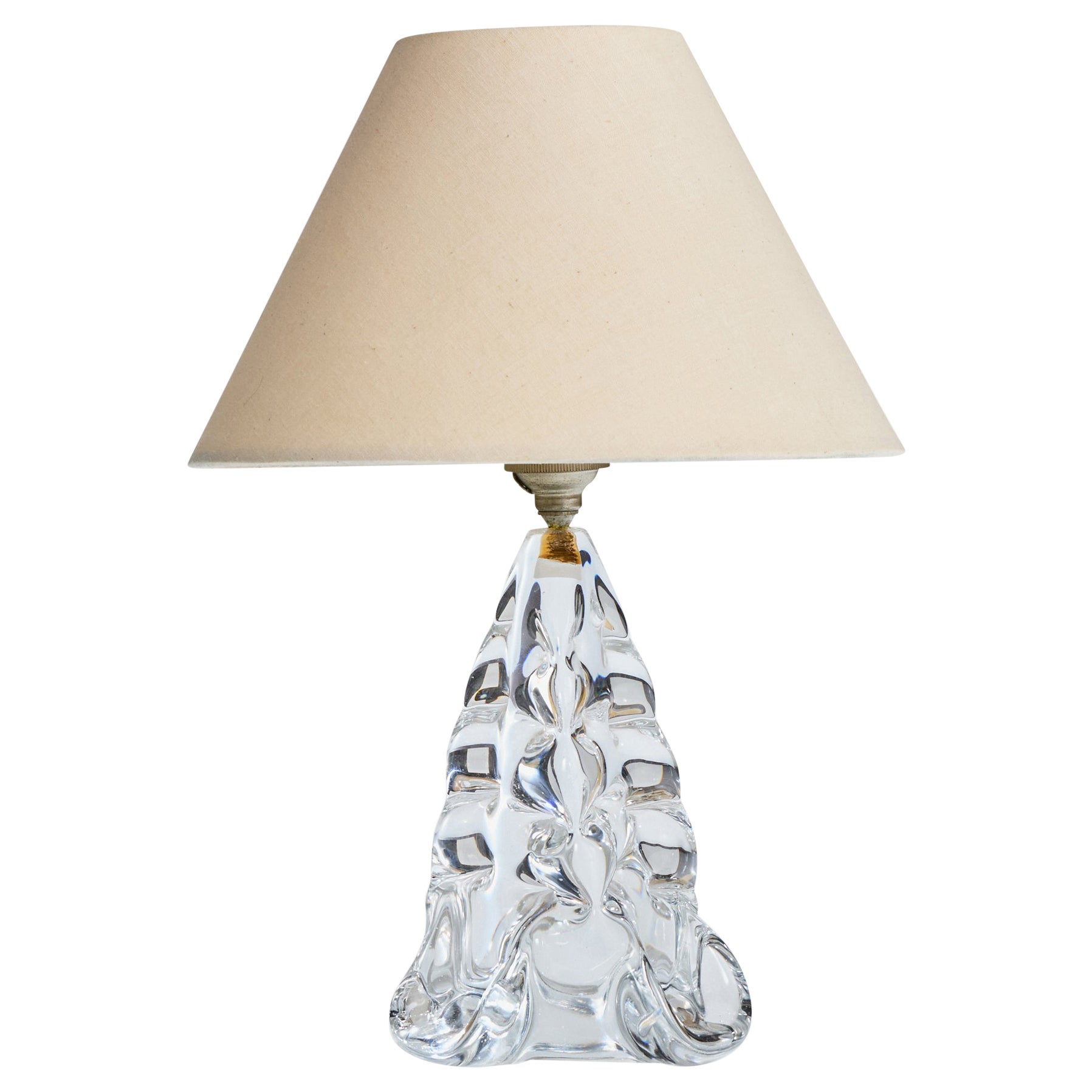 French Designer, Table Lamp, Glass, France, 1950s