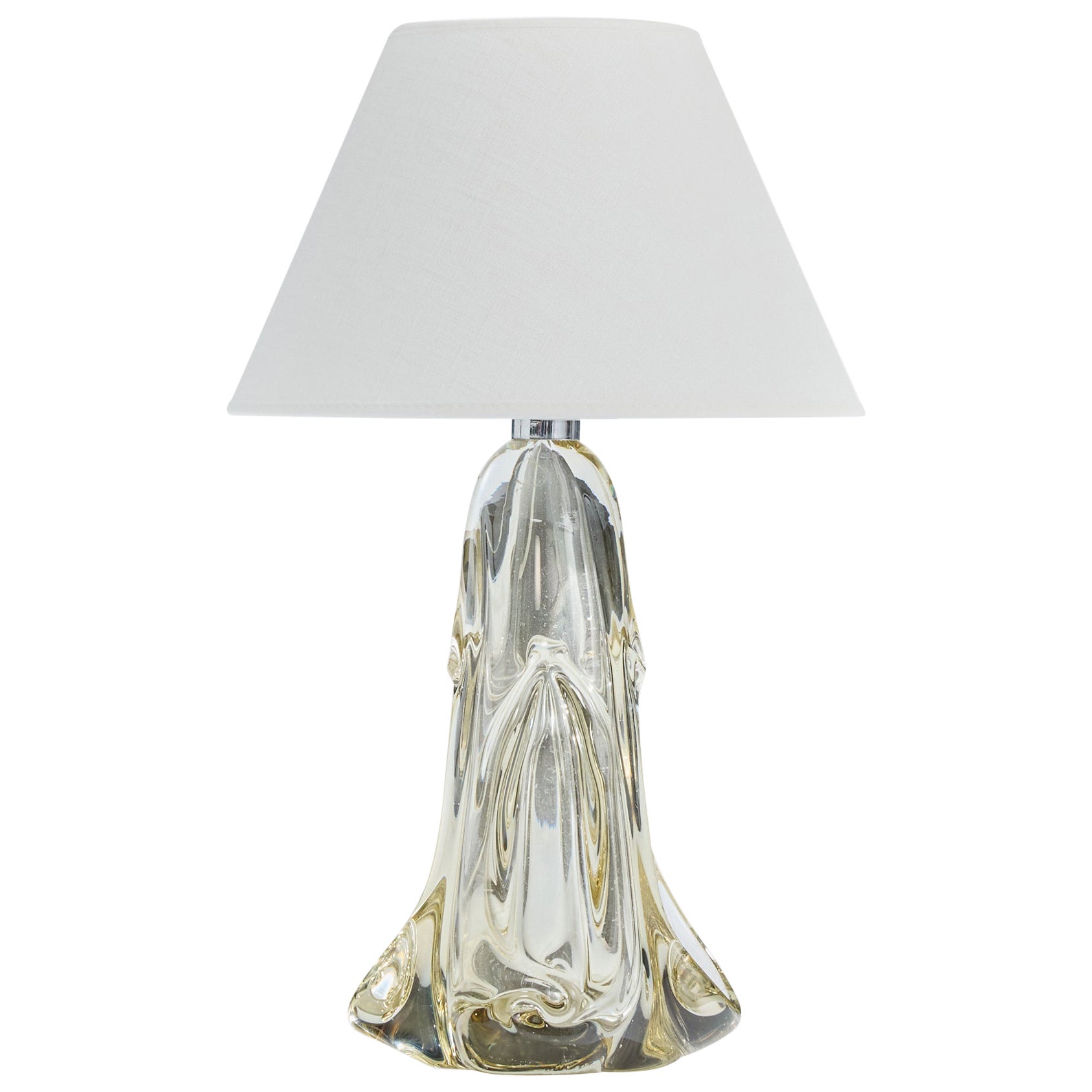 French Designer, Table Lamp, Glass, France, 1950s For Sale