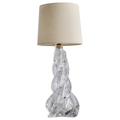 French Designer, Table Lamp, Glass, France, 1950s