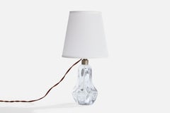 French Designer, Table Lamp, Glass, Metal, Fabric, France, 1940s