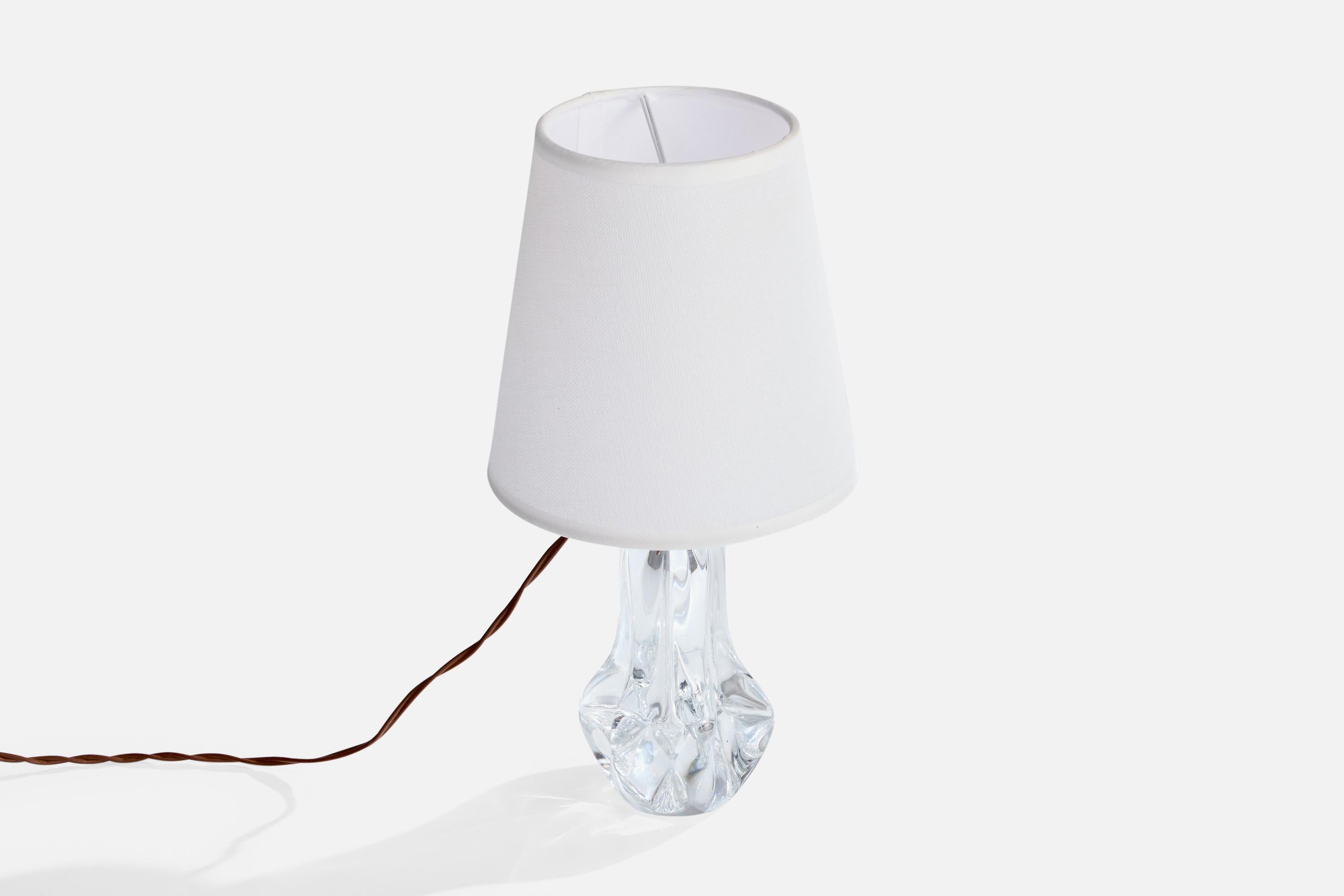 Französischer Designer, Tischlampe, Glas, Metall, Stoff, Frankreich, 1940er Jahre (Moderne der Mitte des Jahrhunderts) im Angebot