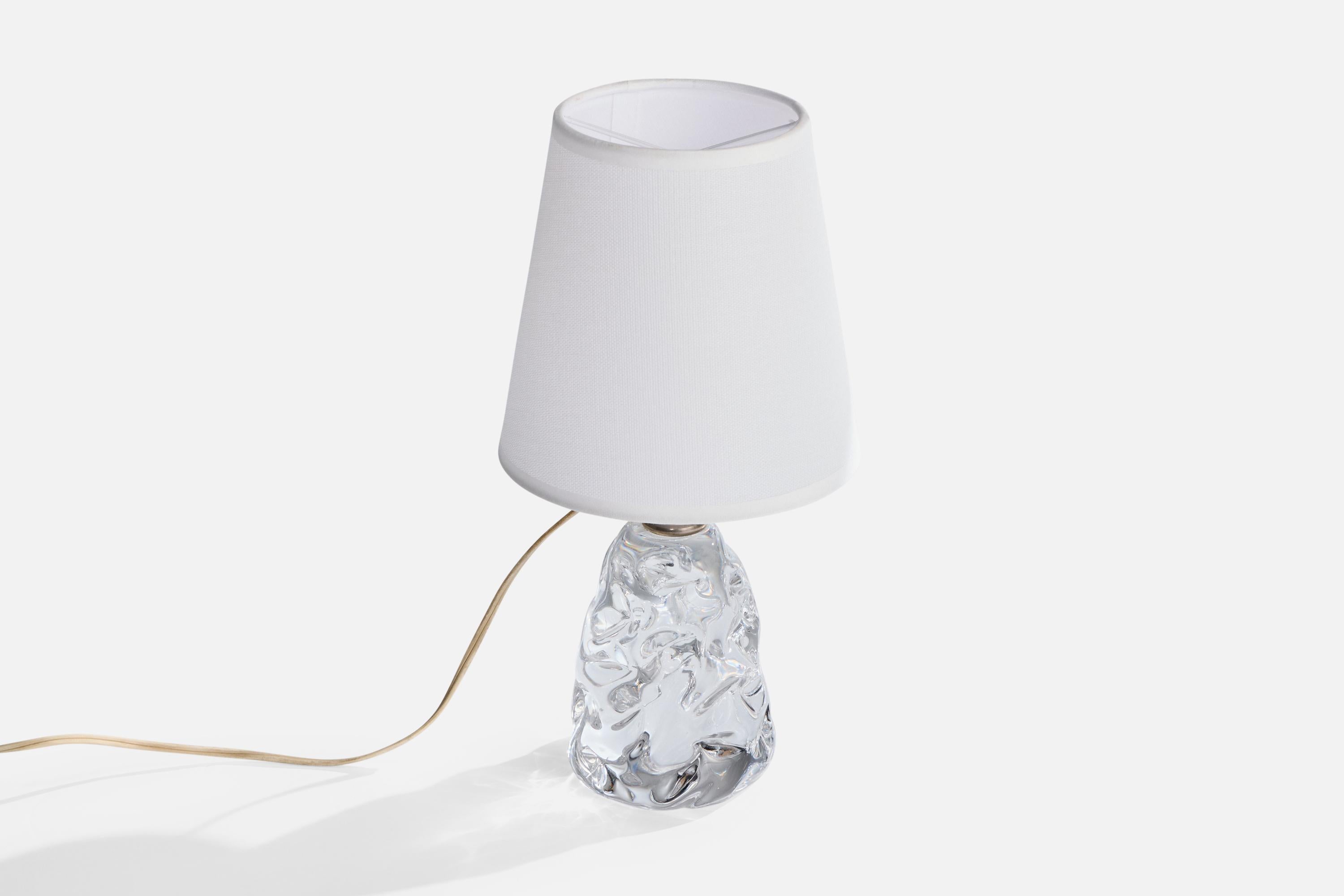 Diseñador francés, Lámpara de mesa, Cristal, Metal, Tela, Francia, Años 40 Moderno de mediados de siglo en venta