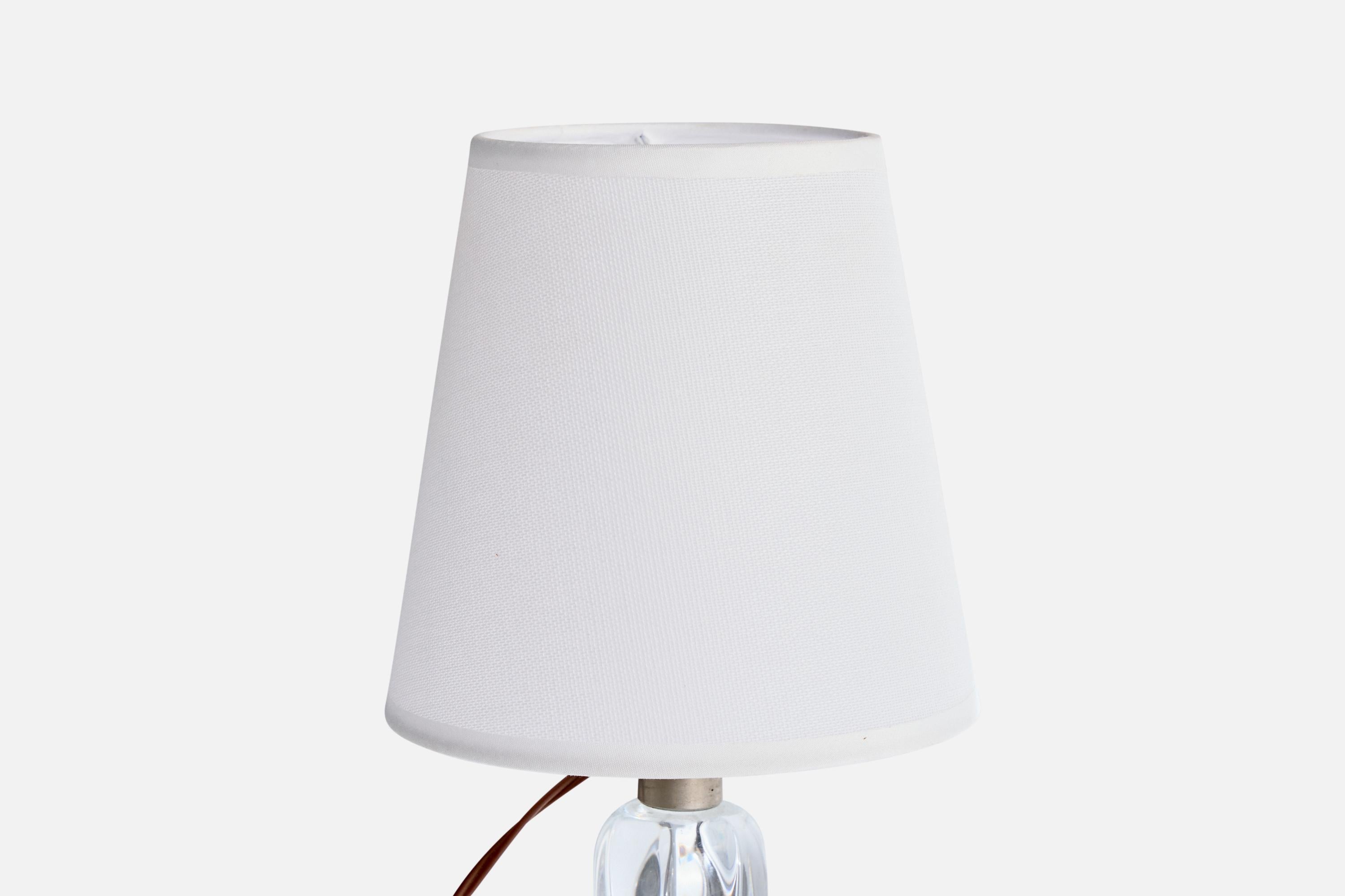 Französischer Designer, Tischlampe, Glas, Metall, Stoff, Frankreich, 1940er Jahre im Zustand „Gut“ im Angebot in High Point, NC