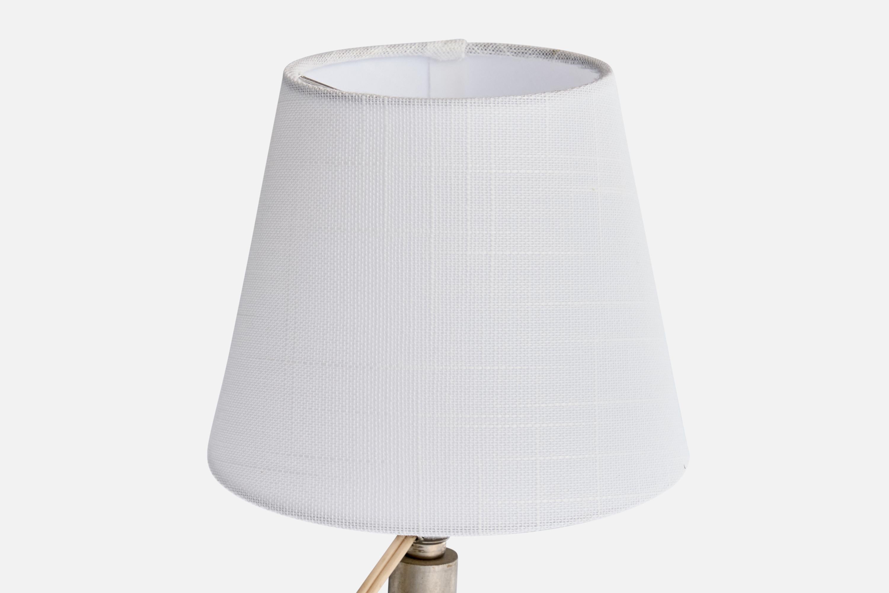 Diseñador francés, Lámpara de mesa, Cristal, Metal, Tela, Francia, Años 40 Francés en venta
