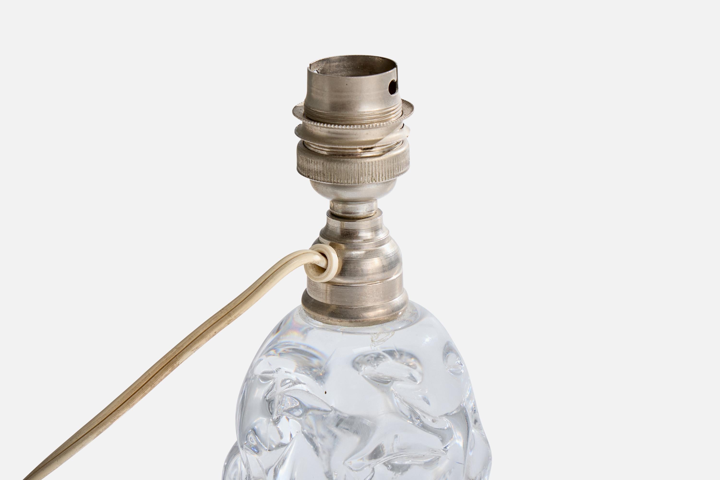 Diseñador francés, Lámpara de mesa, Cristal, Metal, Tela, Francia, Años 40 en Bueno estado para la venta en High Point, NC