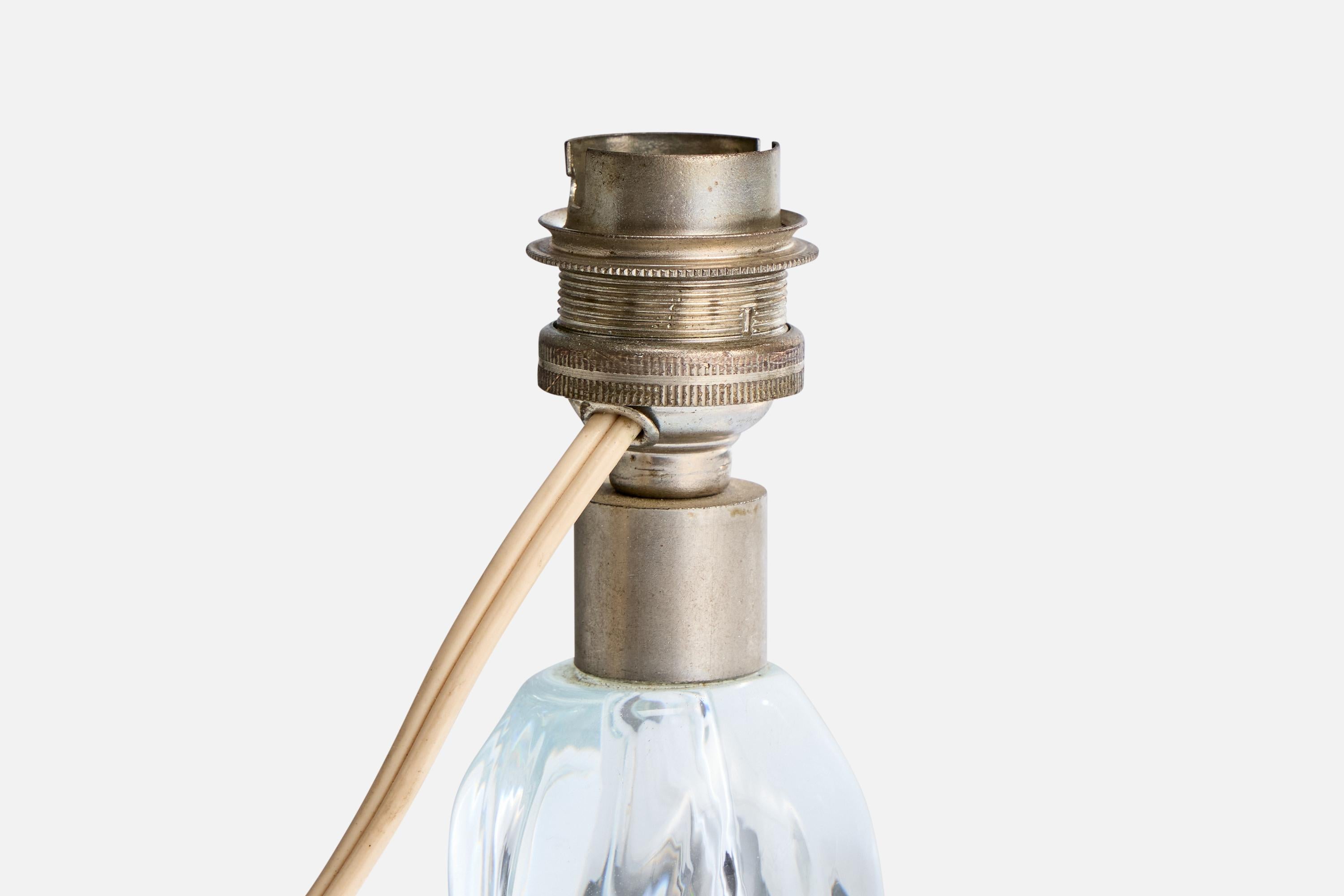 Diseñador francés, Lámpara de mesa, Cristal, Metal, Tela, Francia, Años 40 en Bueno estado para la venta en High Point, NC