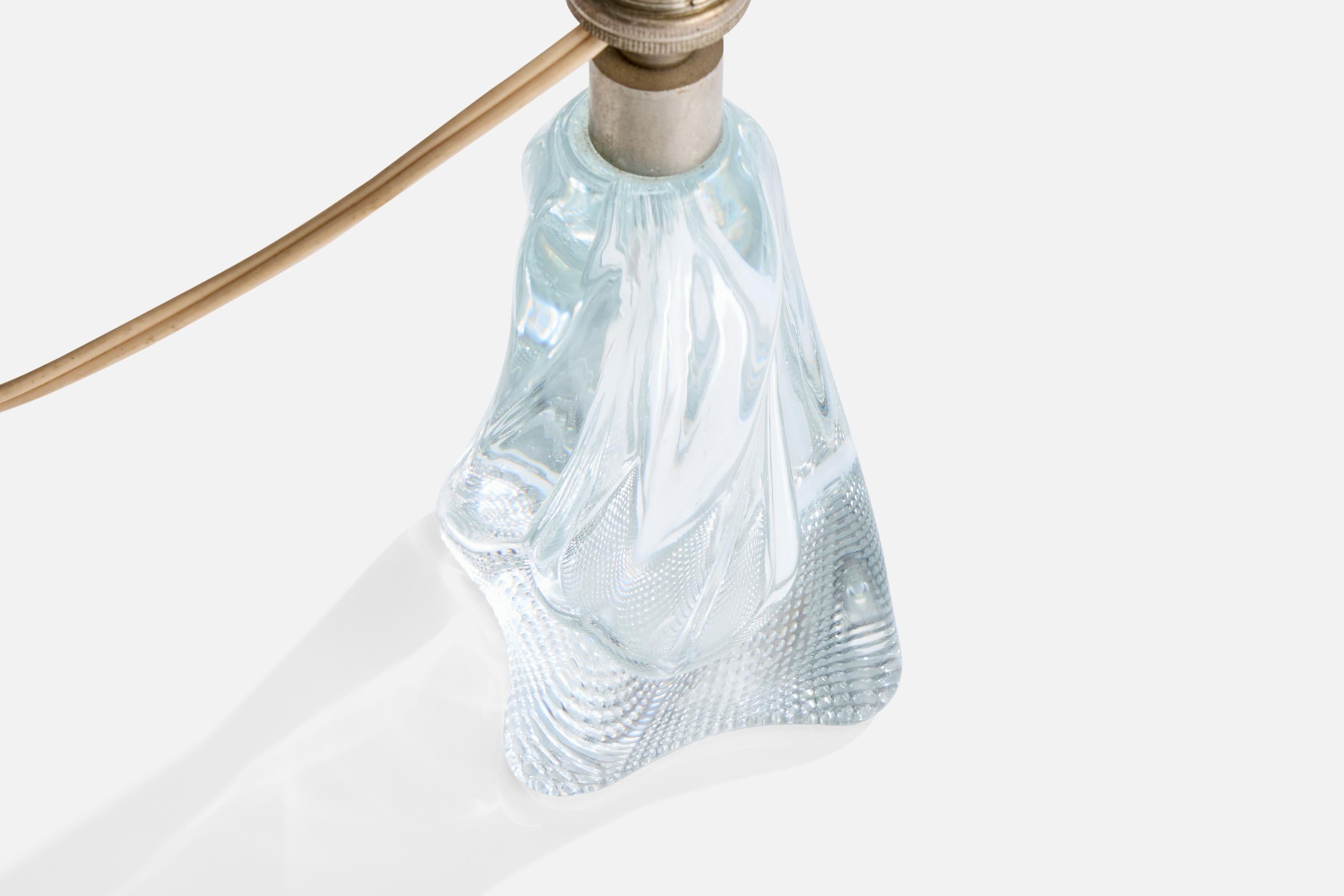 Diseñador francés, Lámpara de mesa, Cristal, Metal, Tela, Francia, Años 40 mediados del siglo XX en venta