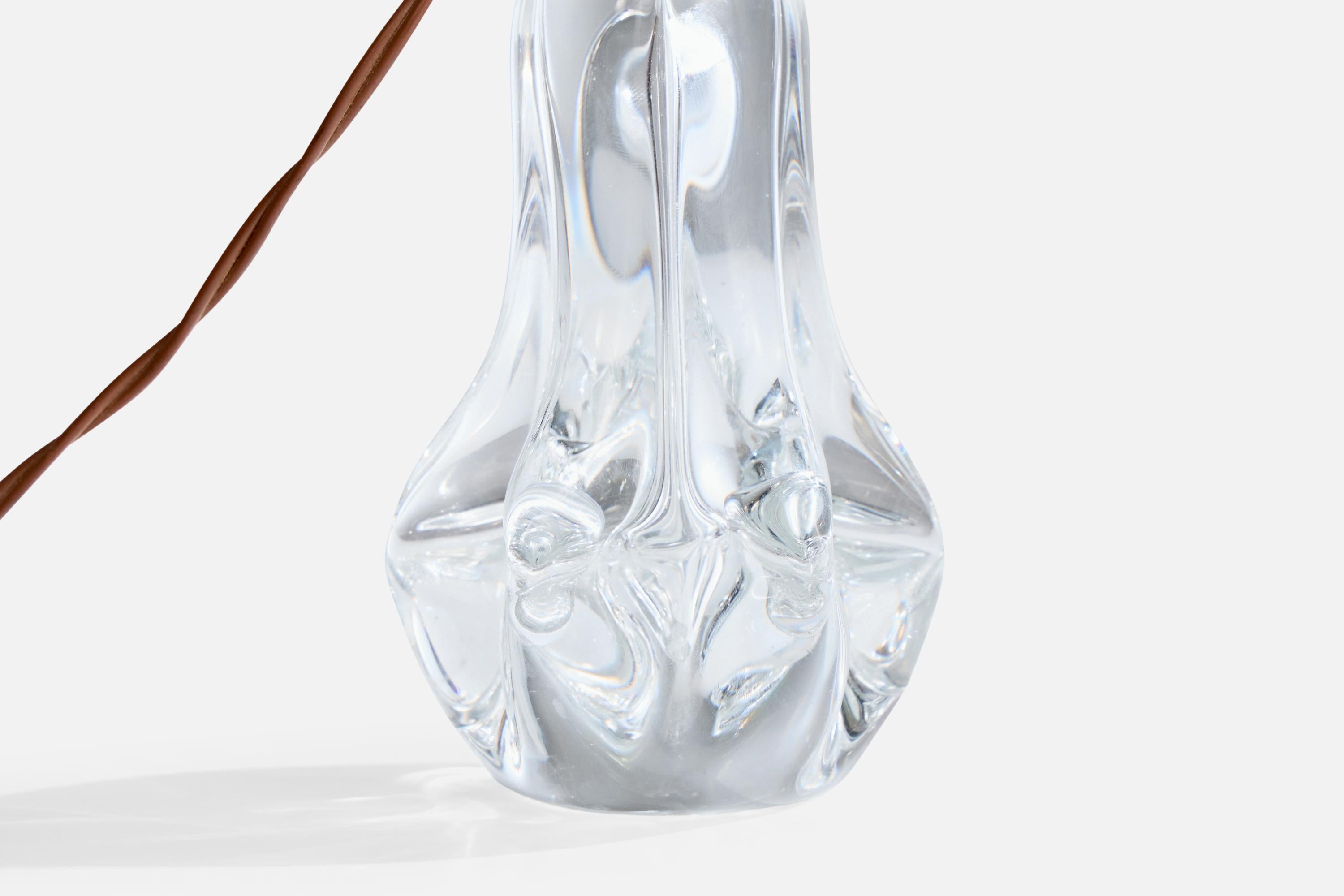 Französischer Designer, Tischlampe, Glas, Metall, Stoff, Frankreich, 1940er Jahre im Angebot 2