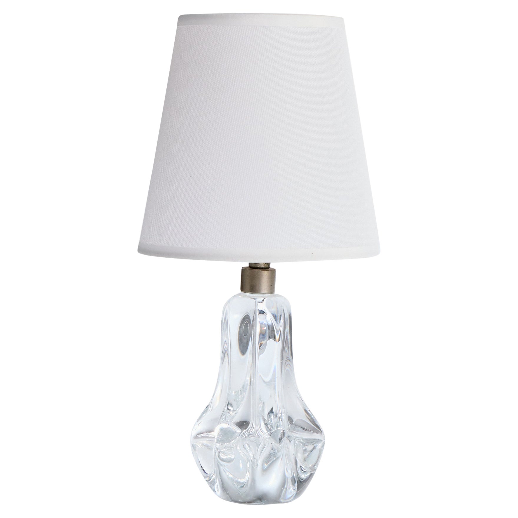 French Designer, Table Lamp, Glass, Metal, Fabric, France, 1940s
