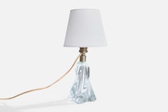 Diseñador francés, Lámpara de mesa, Cristal, Metal, Tela, Francia, Años 40