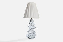 French Designer, Table Lamp, Glass, Metal, Fabric, France, 1950s