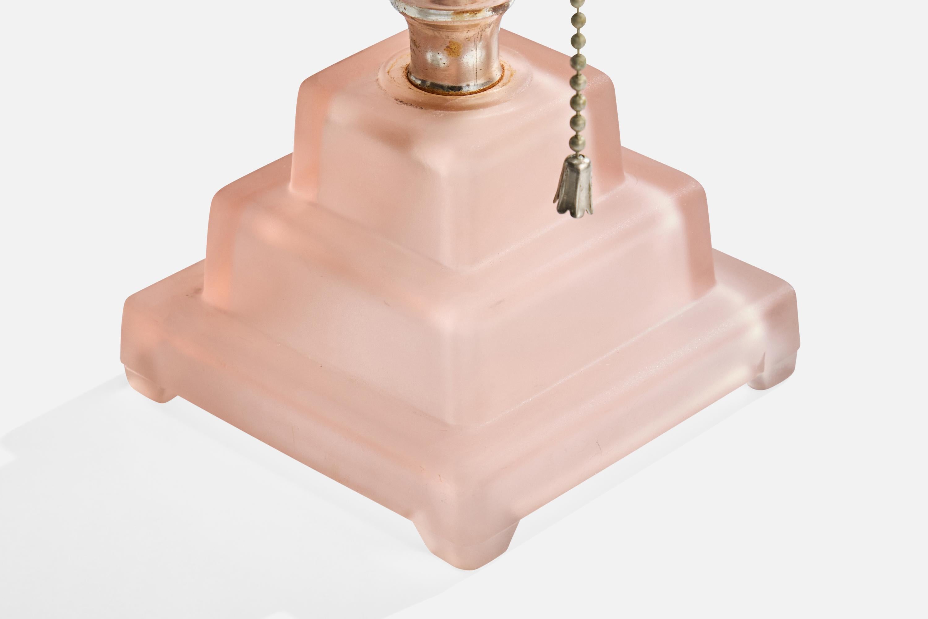 Französischer Designer, Tischlampe, Glas, Metall, Stoff, Frankreich, 1950er Jahre im Angebot 1