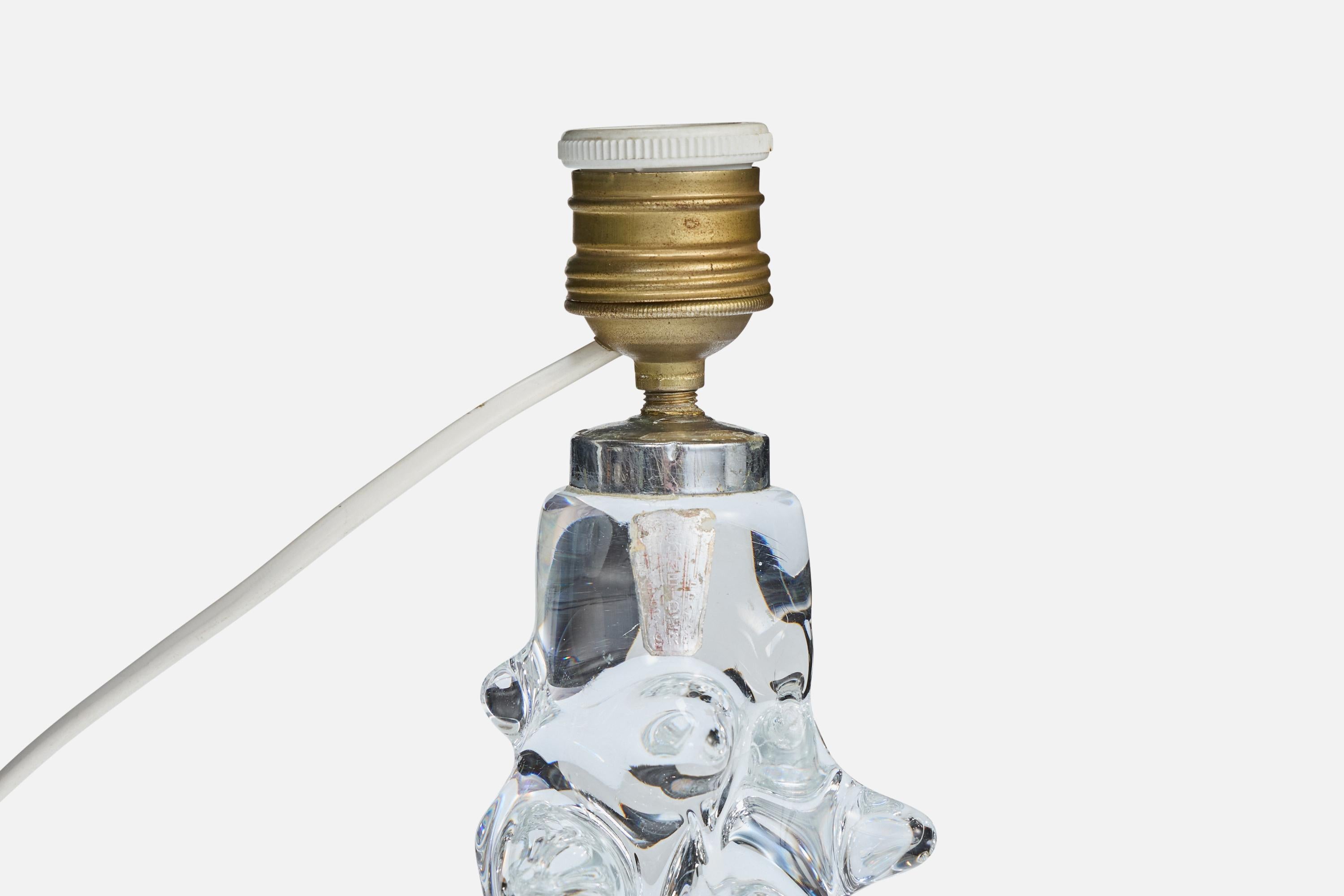 Metallo Lampada da tavolo di design francese, vetro, metallo, tessuto, Francia, anni '1950 in vendita