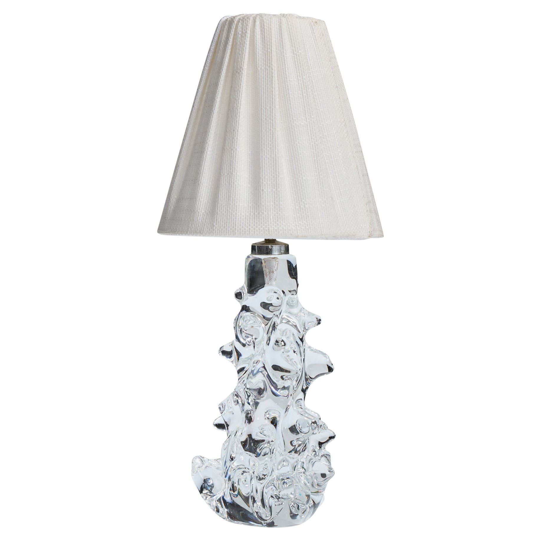 Lampada da tavolo di design francese, vetro, metallo, tessuto, Francia, anni 
1950