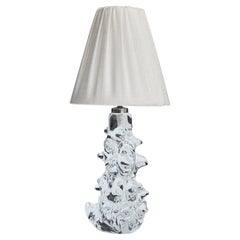 French Designer, Table Lamp, Glass, Metal, Fabric, France, 1950s