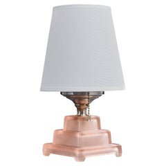 Lampada da tavolo di design francese, vetro, metallo, tessuto, Francia, anni '1950