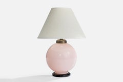 French Designer, Table Lamp, Glass, Metal, France, 1940s