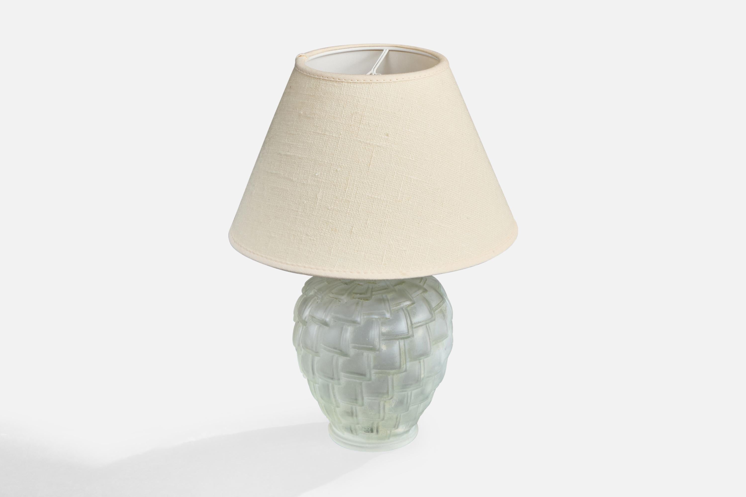 Mid-Century Modern Designer français, lampe de table, verre, métal, France, années 1940 en vente