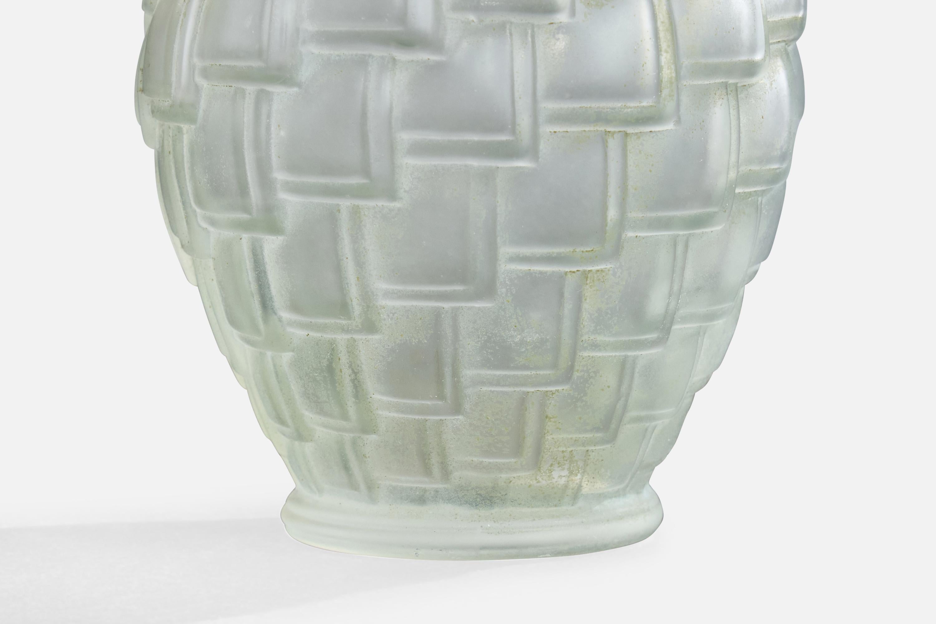 Métal Designer français, lampe de table, verre, métal, France, années 1940 en vente