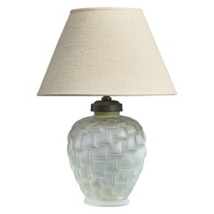 French Designer, Table Lamp, Glass, Metal, France, 1940s