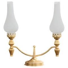French Designer, Table Lamp, Glass, Metal, France, 1940s