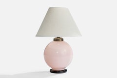 Französische Designerin, Tischlampe, Glas, Metall, Frankreich, 1940er Jahre