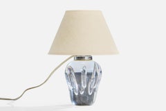 French Designer, Table Lamp, Glass, Metal, France, 1950s