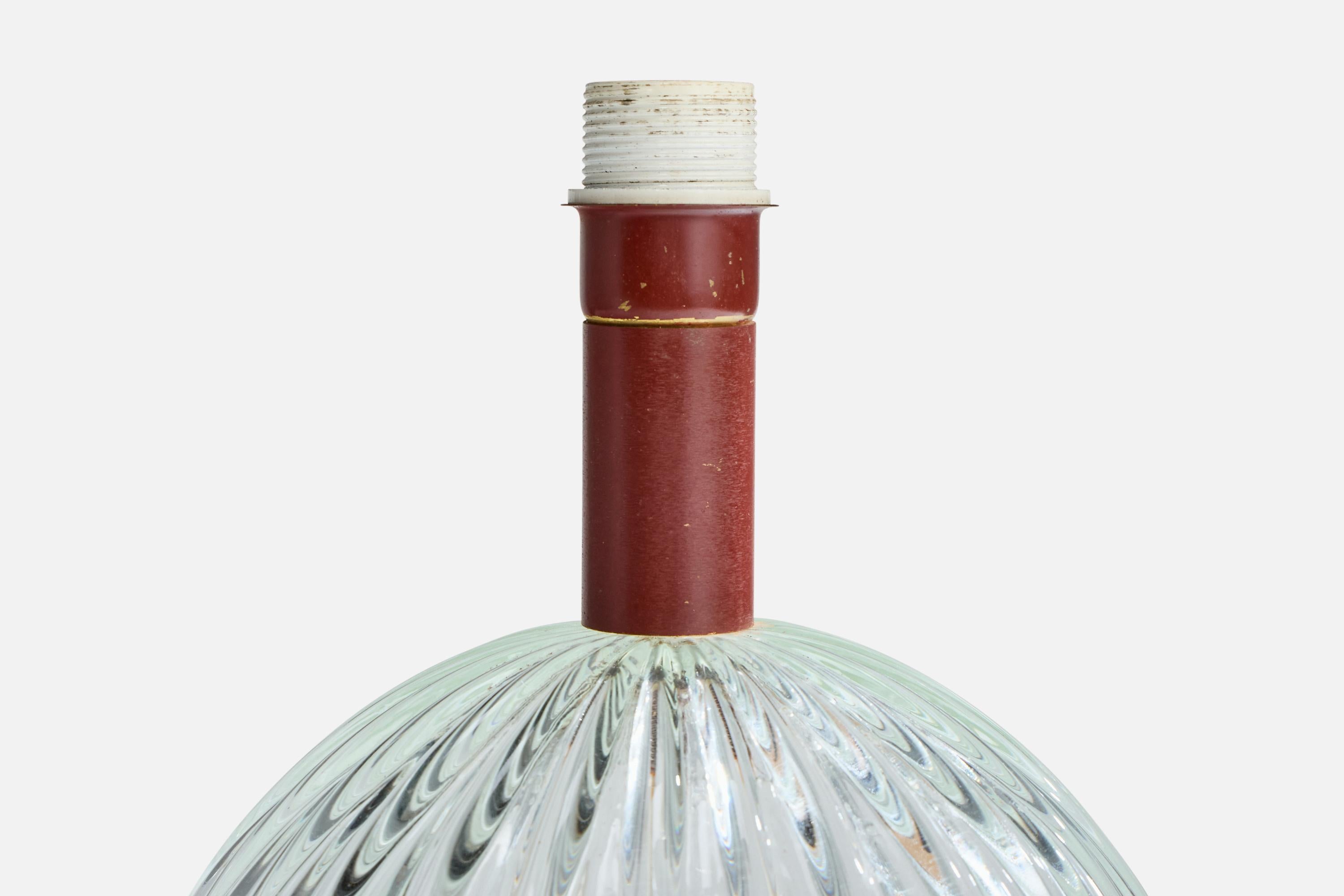 Französische Designerin, Tischlampe, Glas, Metall, Frankreich, 1950er Jahre (Mitte des 20. Jahrhunderts) im Angebot