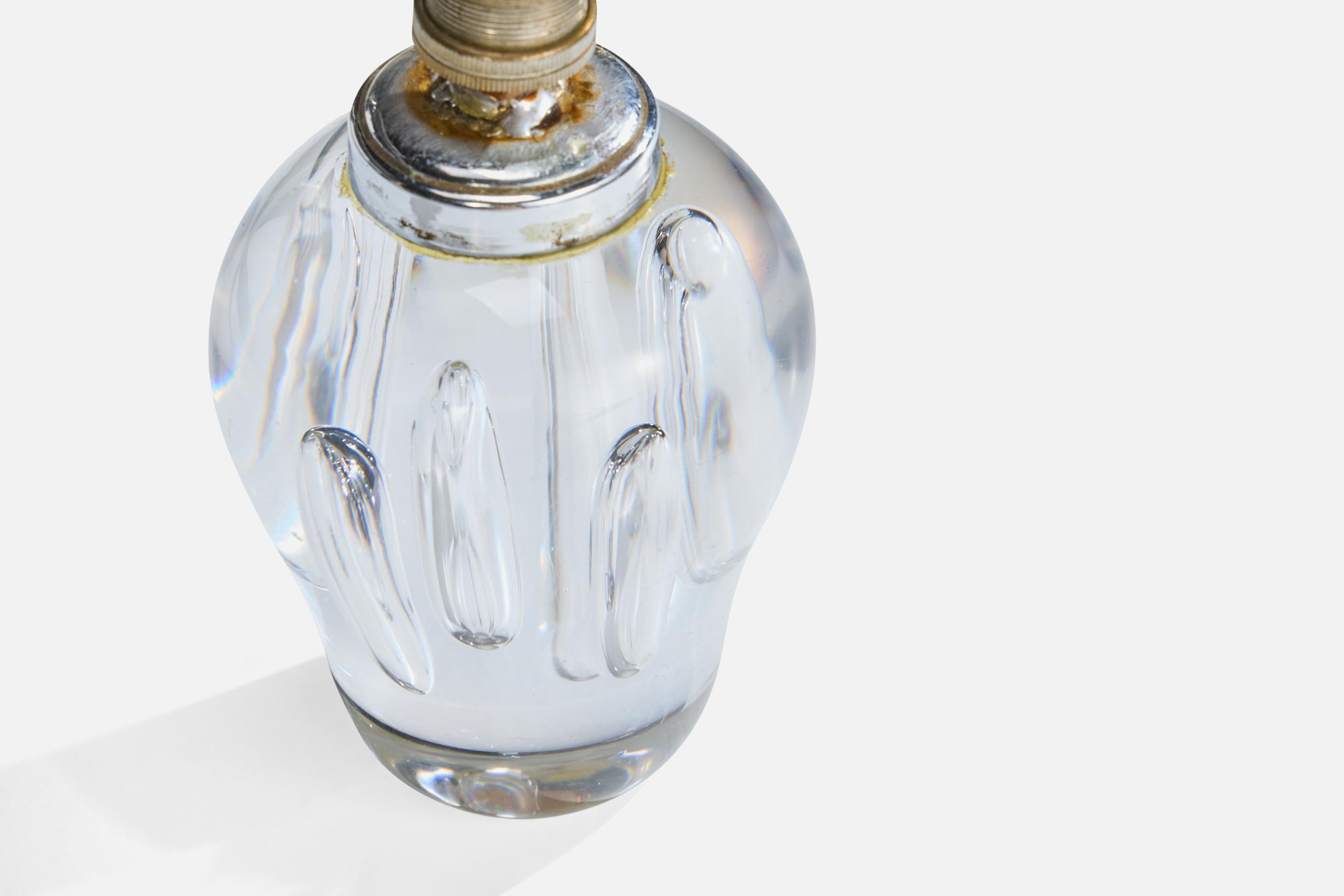 Diseñador francés, Lámpara de mesa, Cristal, Metal, Francia, Años 1950 en Bueno estado para la venta en High Point, NC