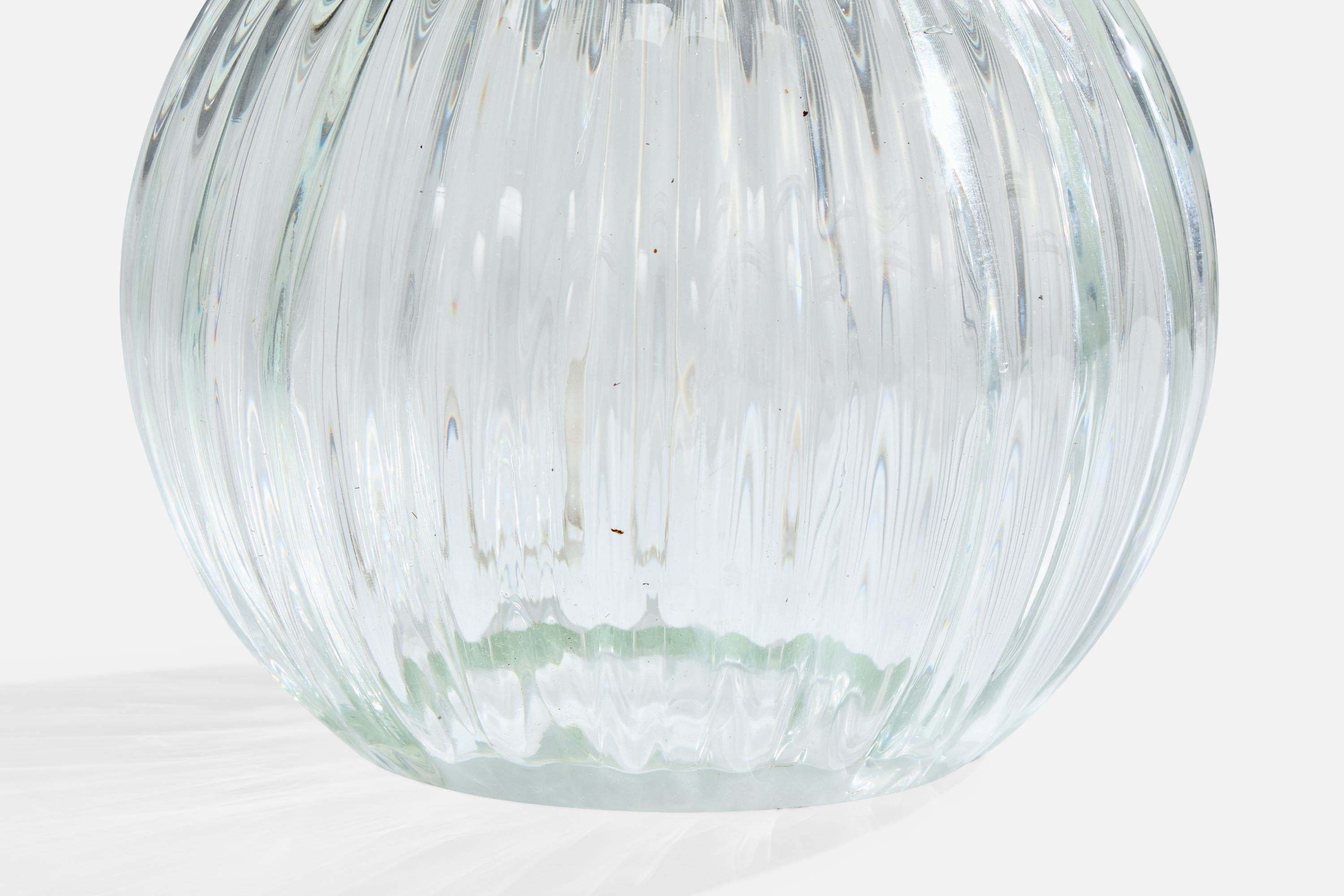 Französische Designerin, Tischlampe, Glas, Metall, Frankreich, 1950er Jahre im Angebot 1