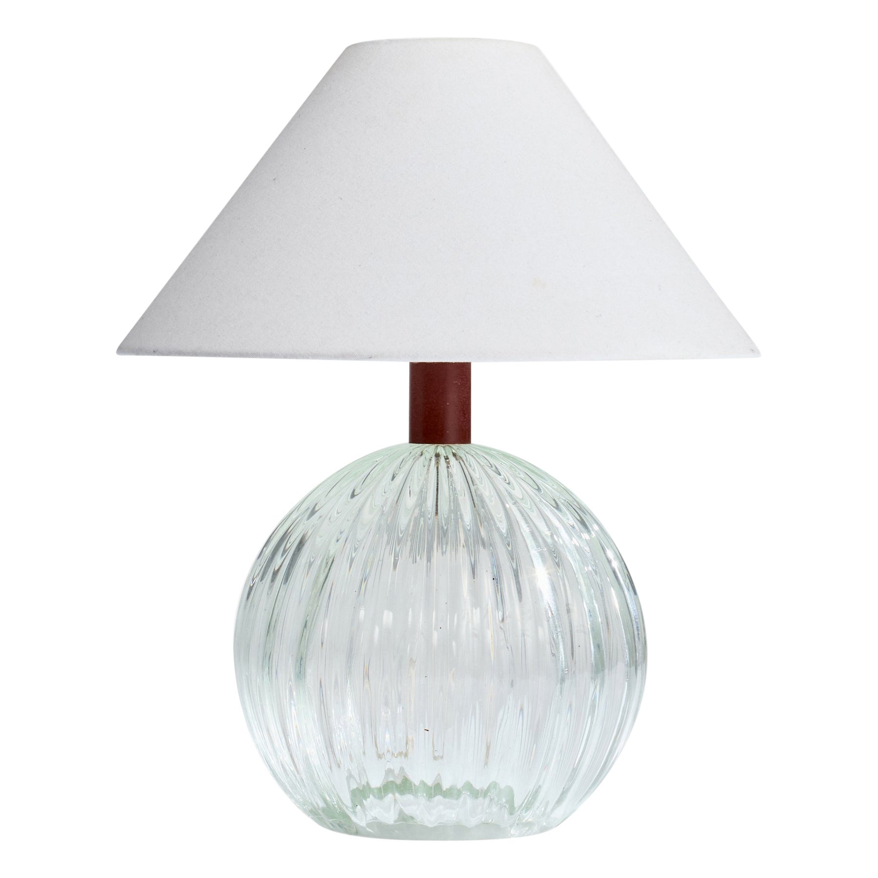 Diseñador francés, Lámpara de mesa, Cristal, Metal, Francia, Años 1950