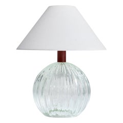 French Designer, Table Lamp, Glass, Metal, France, 1950s