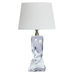 Designer français, lampe de table, verre, métal, France, années 1950