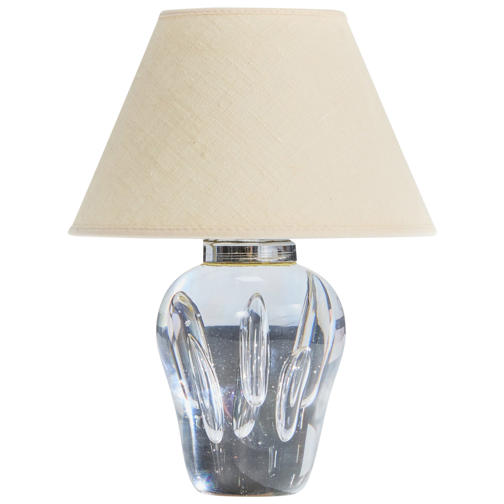 French Designer, Table Lamp, Glass, Metal, France, 1950s