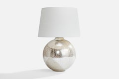 Französischer Designer, Tischlampe, Glas, Blattsilber, Messing, Frankreich, 1930er Jahre